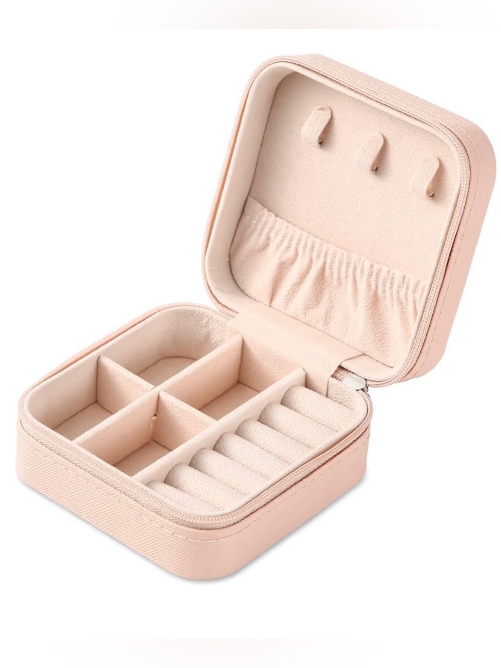 Mini Pink Portable Leather Jewelry Case
